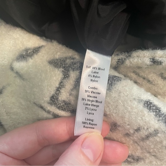 MARISSA Webb Printed Cream Wool Convertible Trench Coat pea coat extra small - Picture 10 of 10